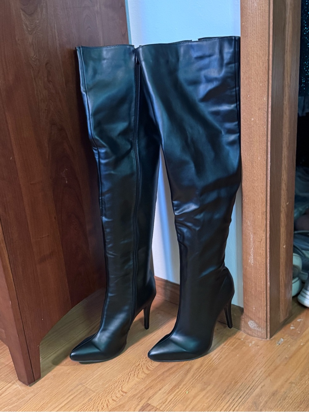 Women's Real Leather Black Over-the-Knee Stiletto Boots